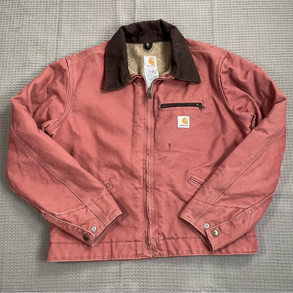 Carhartt Detroit Jacket Coat Medium Womens WJ097 Vintage Rose Canvas Vintage
